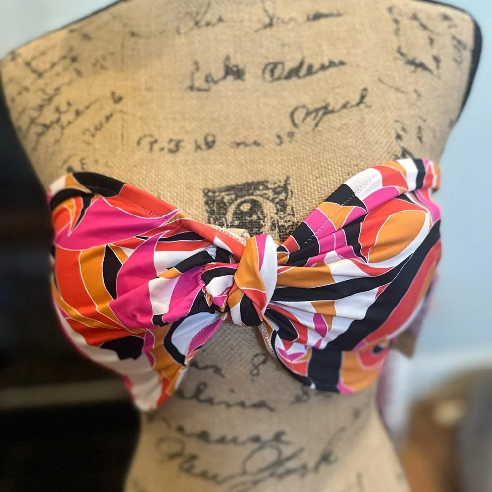 🐣NWT Shade & Shore Multicolor Strapless Bikini Top w/ Removable straps - Picture 3 of 10